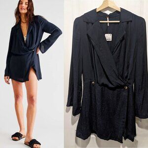 NWT Free People | Simone Blazer-inspired Wrap Dress in Black Snake Print